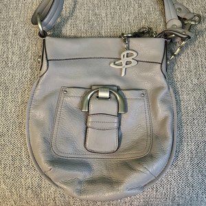 B Makovsky light grey leather cross body bag